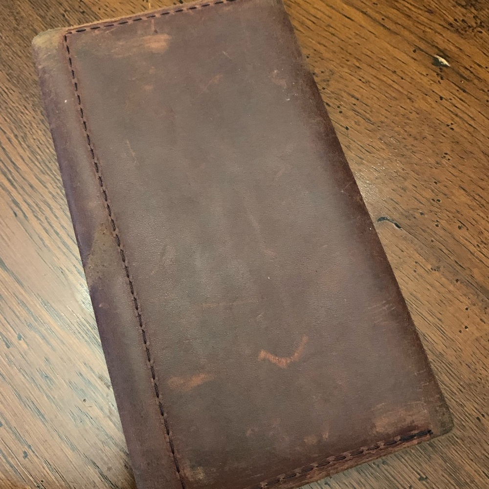 Brown Leather Wallet with Button Closure - Picture 2 of 3